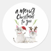 Kattig kerstfeest voor kattenliefhebbers ronde sticker (Voorkant)