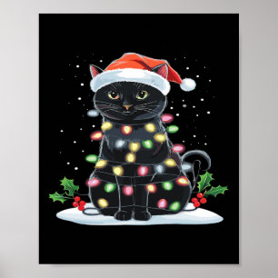 Kattig Kerstmis Grappige Kat Kerstboom Kerstman Ho Poster
