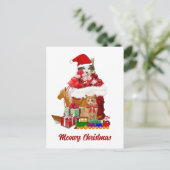 Kattig Kerstmis Katten Vakantie  Briefkaart (Staand voorkant)