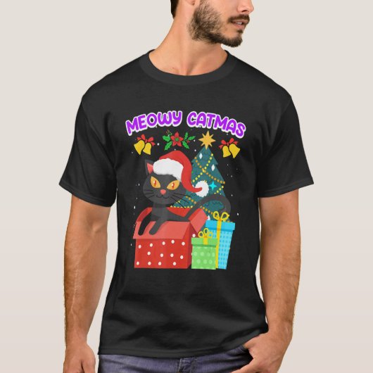 Kattig Kerstmis T-shirt (Voorkant)
