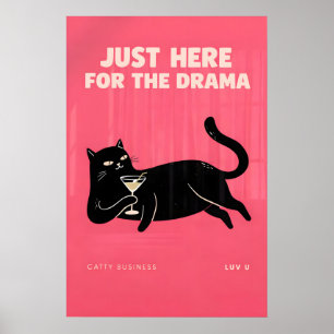 Kattige Cocktaillijn Kunstwerk, Roze Drama Minnaar Poster