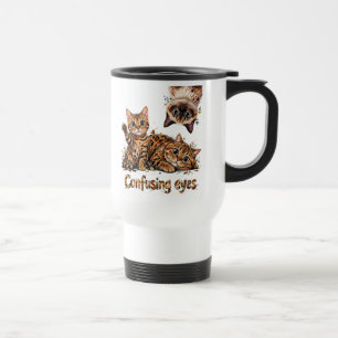 Kattige Cute Feline Trio in Bloei Grappige kitty k Reisbeker
