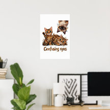 Kattige Cute Feline Trio in Bloom Posters Kitten K