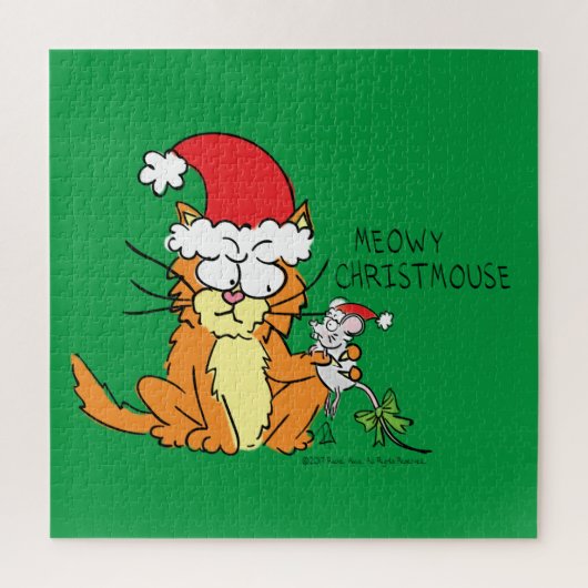 Kattige grappige kerstcartoon Cute muis Legpuzzel (Verticaal)