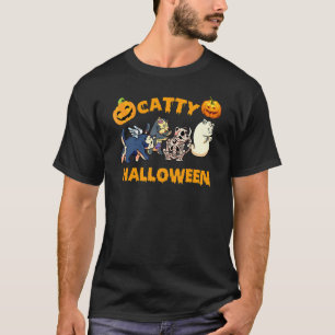 Kattige Halloween Kat Halloween Geest Kat Kleding T-shirt