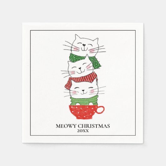 Kattige Kerst Aangepaste Katten Beker Sjaals Knuff Servet (Voorkant)