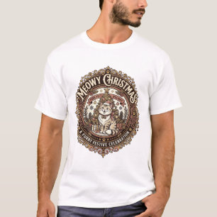 Kattige kerst Kat Kerst Vintage Vector Kunst S T-shirt