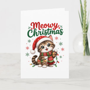 Kattige kerst Mooie kat vakantie Kaart
