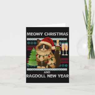 Kattige kerst Mopshond Kerstman Hoed Verschrikkeli Kaart