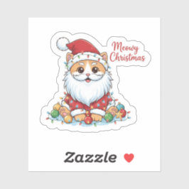Kattige kerst speelse kat met kerstmuts vakantie sticker