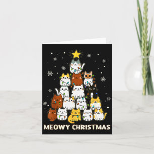 Kattige Kerstboom Gelukkig Katmas Kattenliefhebber Kaart