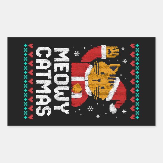 Kattige Kerstdagen Rechthoekige Sticker (Voorkant)