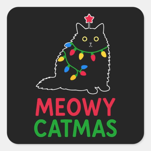 Kattige Kerstdagen Vierkante Sticker (Voorkant)