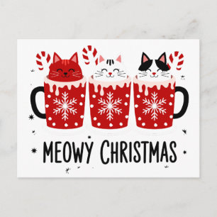 Kattige Kerstkatten Hete Cacao Kerststok Kerstmis Feestdagenkaart