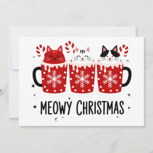 Kattige Kerstkatten Hete Cacao Kerststok Kerstmis Kaart