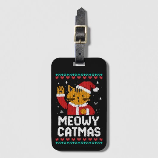 Kattige Kerstmis Bagagelabel (Voorkant (verticaal))