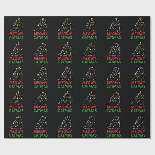 Kattige Kerstmis Cadeaupapier (Vlak)