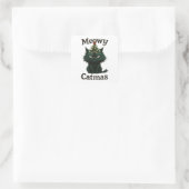 Kattige Kerstmis Chagrijnige kat Vierkante Sticker (Tas)