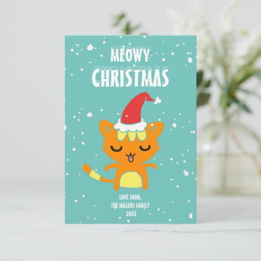Kattige Kerstmis, Grappige Kerstkaart (Staand voorkant)