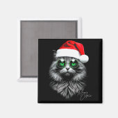 Kattige Kerstmis Grappige Kerstkat Sinterklaas Hoe Magneet (Voorkant / Achterkant)
