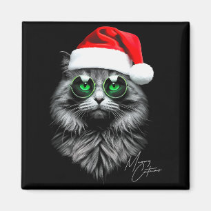 Kattige Kerstmis Grappige Kerstkat Sinterklaas Hoe Magneet