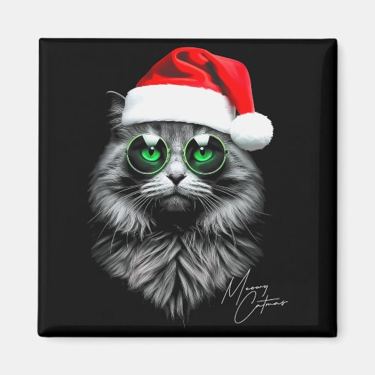 Kattige Kerstmis Grappige Kerstkat Sinterklaas Hoe Magneet (Voorkant)