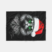 Kattige Kerstmis Grappige Koele Kerst Kat Kerstman Fleece Deken (Voorkant (Horizontaal))