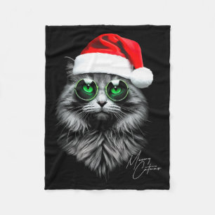 Kattige Kerstmis Grappige Koele Kerst Kat Kerstman Fleece Deken