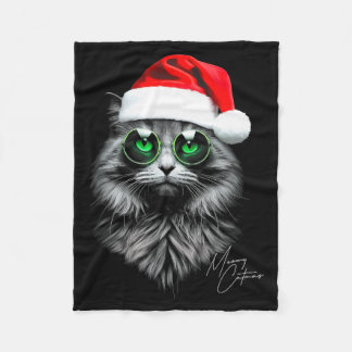 Kattige Kerstmis Grappige Koele Kerst Kat Kerstman Fleece Deken