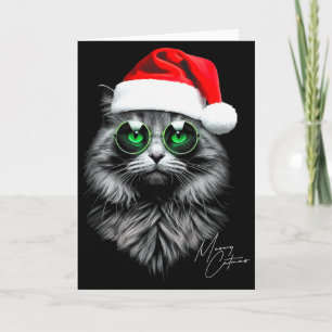 Kattige Kerstmis Grappige Koele Kerst Kat Kerstman Kaart