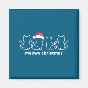 Kattige Kerstmis Kat Katten Kitten Kerstmuts Santa Magneet