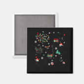 Kattige Kerstmis Kat Kerst Cute Kitten Katten Kers Magneet (Voorkant / Achterkant)