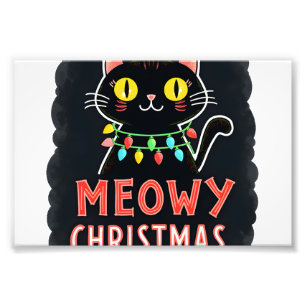 Kattige Kerstmis Kat Kerst Cute Kitten Katten Sint Foto Afdruk