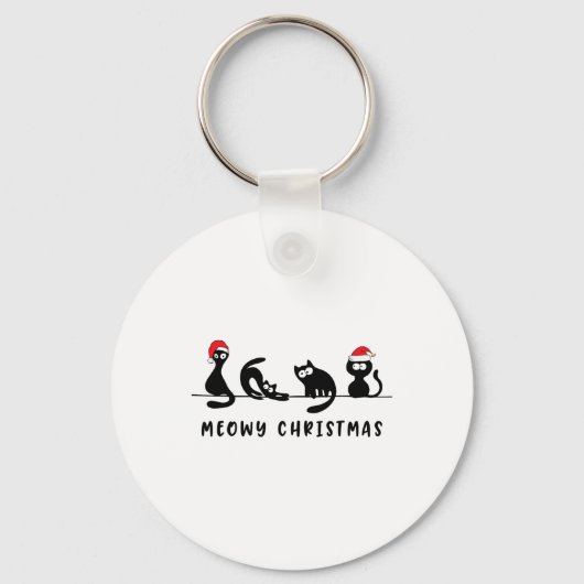 Kattige Kerstmis Kat Kerst Mooie Kitten Katten Ker Sleutelhanger (Voorkant)