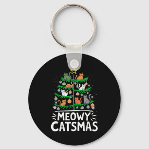Kattige Kerstmis Kat Kerstboom Kerst Moppige Kerst Sleutelhanger