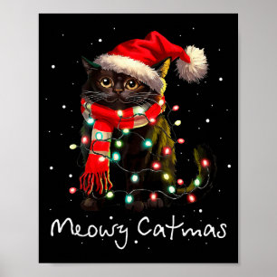 Kattige Kerstmis Kat Kerstboom Kerstmeisjes Jongen Poster