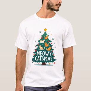Kattige Kerstmis Kat Kerstboom Kerstmis Grappige K T-shirt