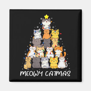 Kattige Kerstmis Kat Kerstboom Prettig Kattige Ker Magneet