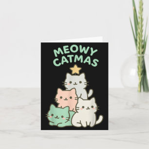 Kattige Kerstmis Kat Kerstboom Schattige Kitten Xm Kaart