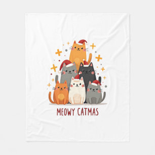 Kattige Kerstmis Kat Kerstboom Xmas (1) Fleece Deken