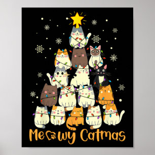 Kattige Kerstmis Kat Kerstboom Xmas Meisjes Jongen Poster