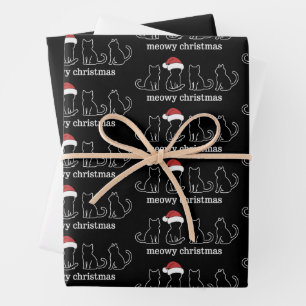 Kattige Kerstmis Kat Kerstmis Schattige Kitten Kat Inpakpapier Vel