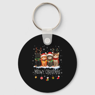 Kattige Kerstmis Kat Kerstmis Schattige Kitten Kat Sleutelhanger