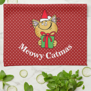 Kattige Kerstmis Katten Keukenhanddoek