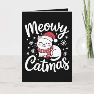 Kattige Kerstmis Katten Santa Hoed Sjaal Xmas Kaart