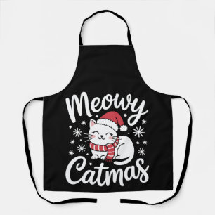 Kattige Kerstmis Katten Santa Hoed Sjaal Xmas Schort