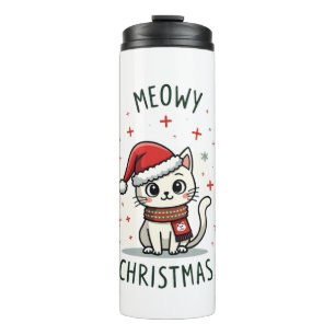 Kattige Kerstmis Kattenliefhebber Grappige Feestda Thermosbeker