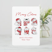 Kattige Kerstmis Mooie Katten Kerstfeest Feestdagenkaart (Staand voorkant)
