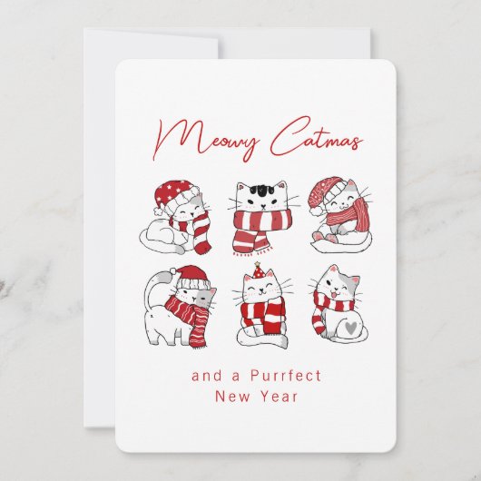 Kattige Kerstmis Moppige Katten Kerst Feestdagenkaart (Voorkant)