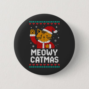 Kattige Kerstmis Ronde Button 5,7 Cm